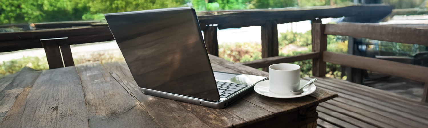 Having coffee while watching an online event